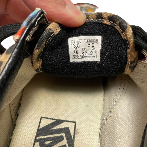 Vans Lace up Custom Leopard Sparkle Kitty Womens sz 5 Sneakers Shoes - Picture 9 of 12